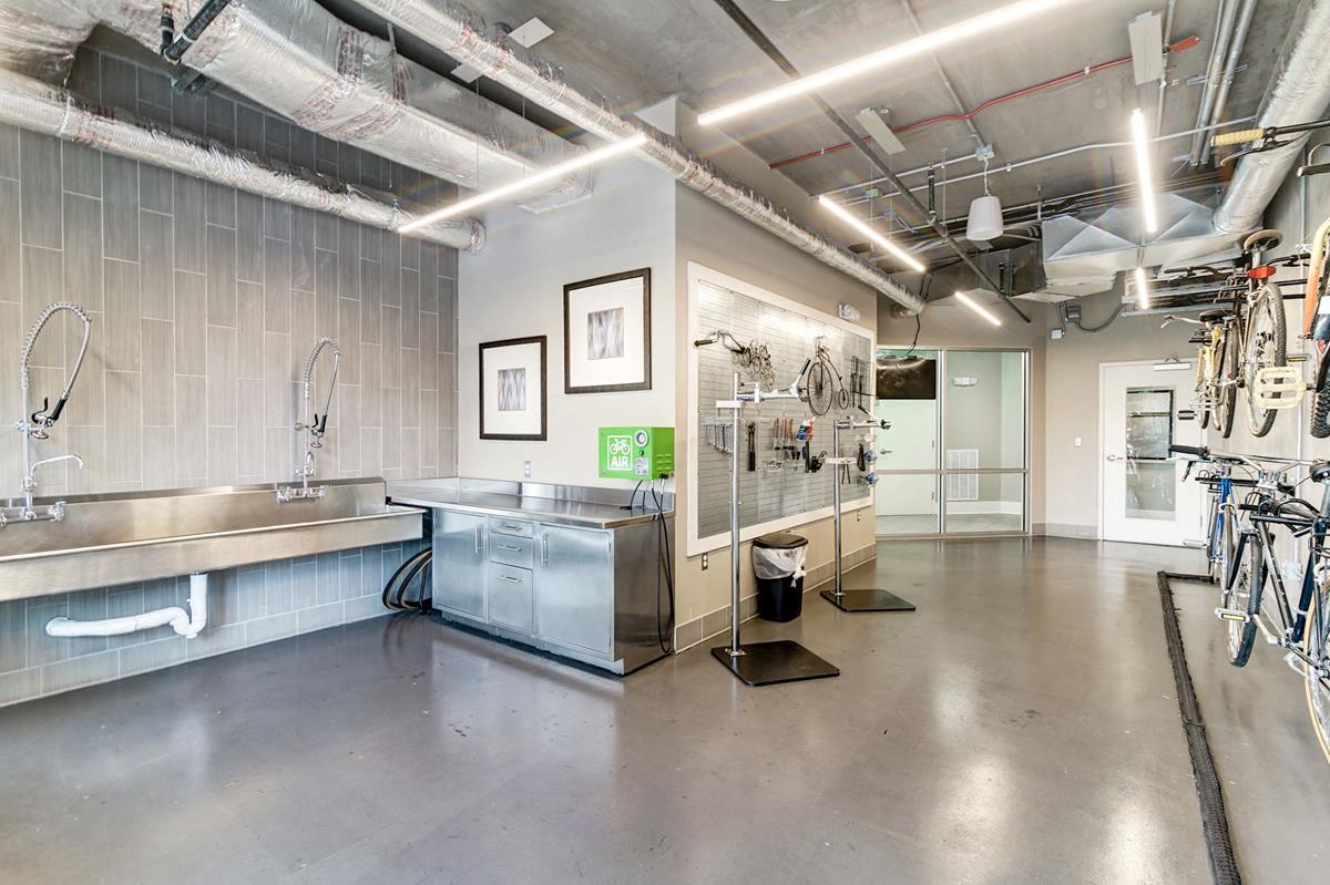 Bicycle Shop Including Tools, Air Pump and Racks