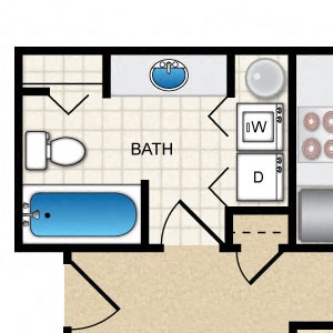 1 Bed 1 Bath Floor Plan 1 Bed 1 Bath Floor Plan at Thorncroft Farms Apartments, Oregon, 97124