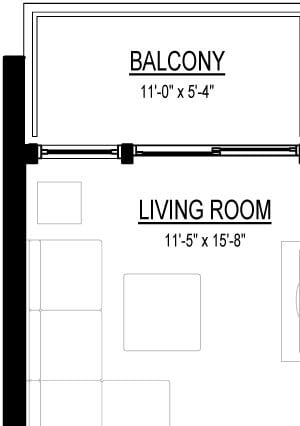 1 Bed 1 Bath L Floor Plan 1 Bed 1 Bath L Floor Plan at Courthouse Square Apartments, Illinois, 60187
