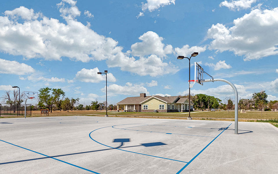 the basketball court at the apartments for rent