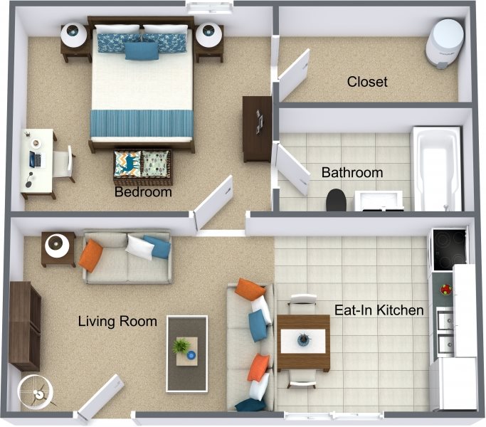 Large One Bedroom Floor Plan 2