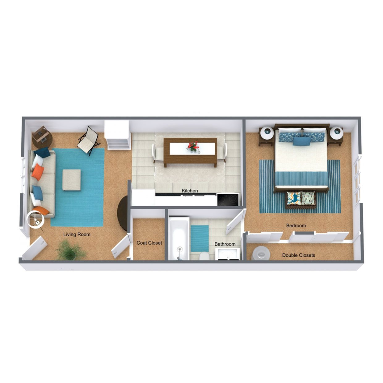 One Bedroom Floor Plan 1