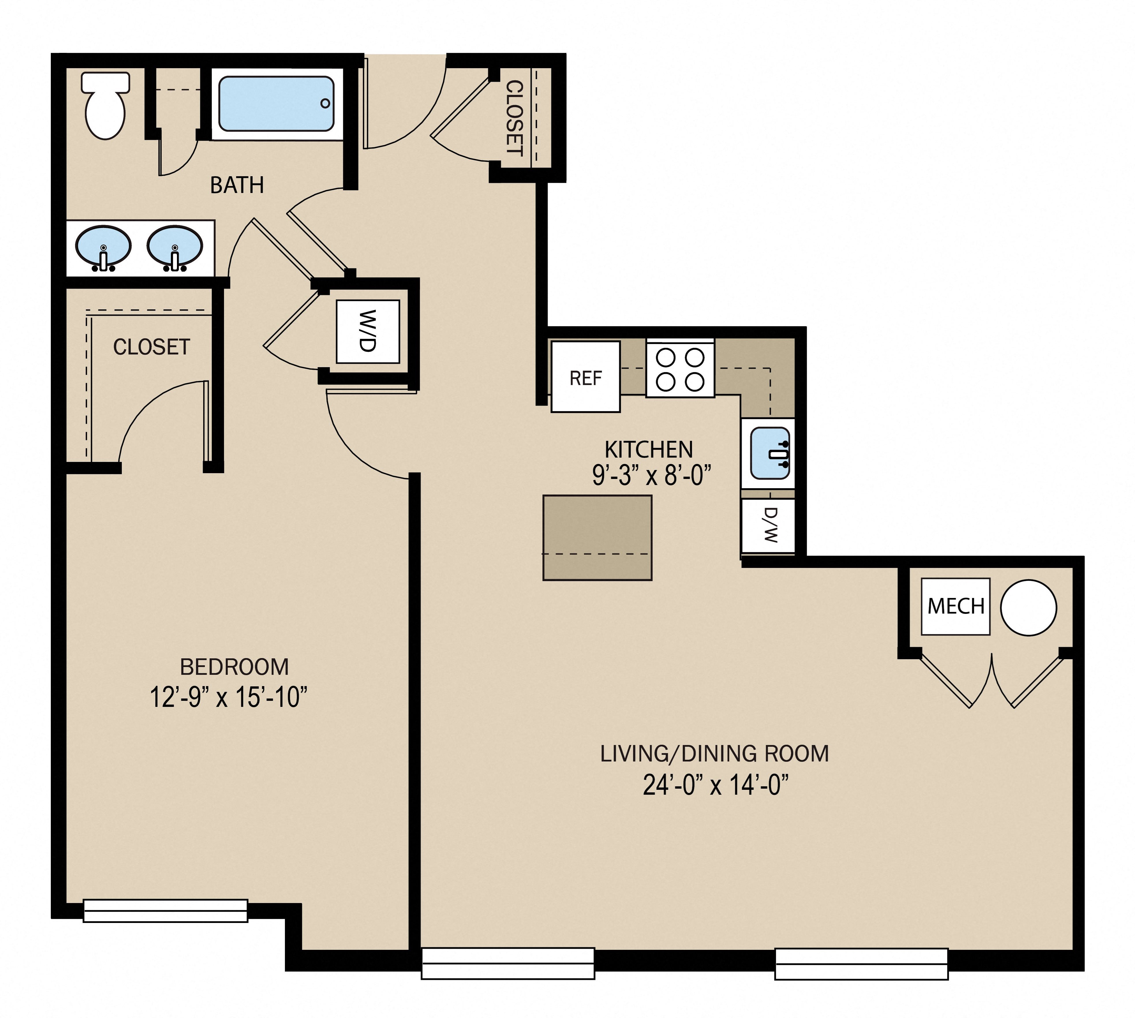 1B floor plan