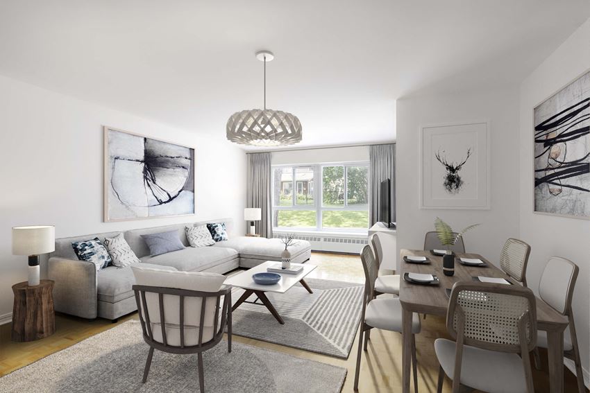 Staged living and dining room