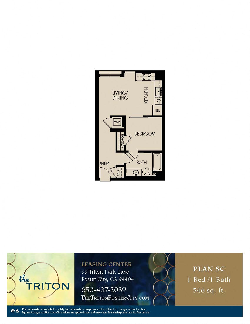 The Triton Foster City CA 1 Bedroom SC Sq Ft 546
