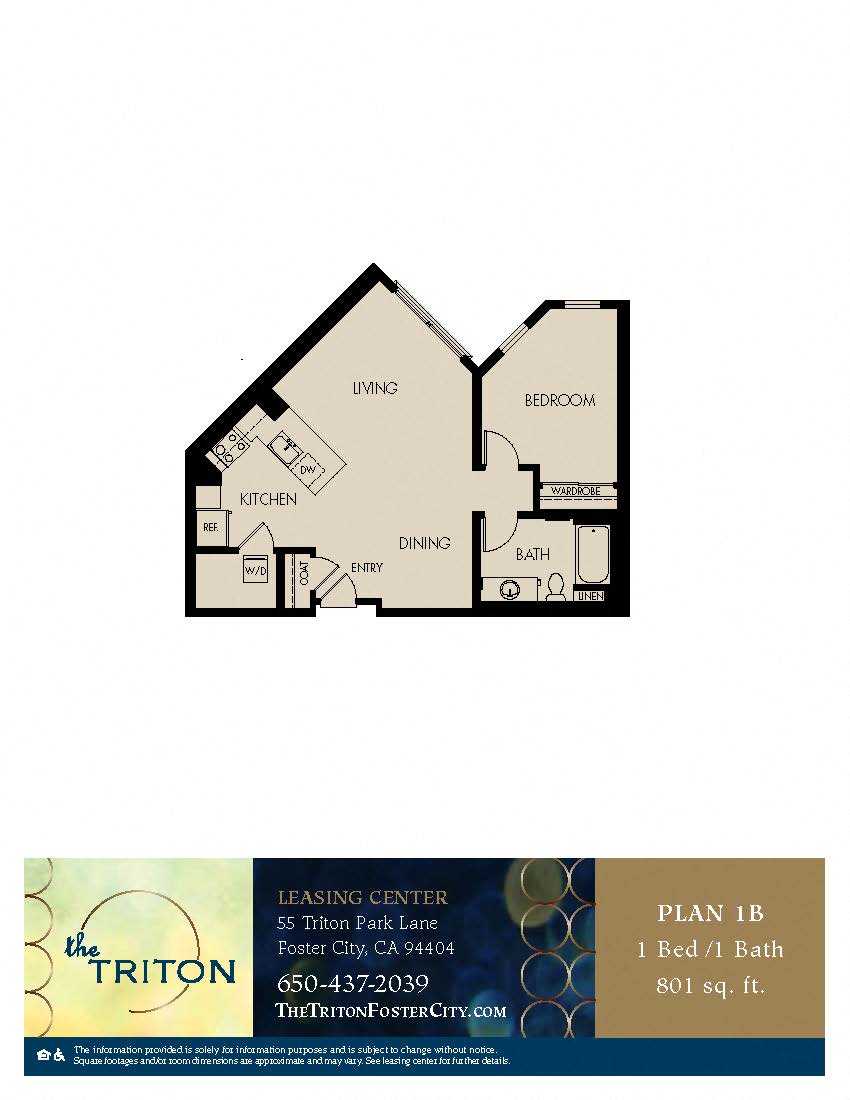 The Triton Foster City CA 1 Bedroom 1B Sq Ft 801