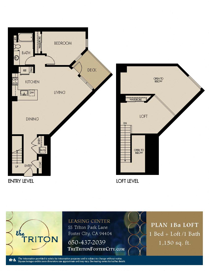The Triton Foster City CA 1 Bedroom 1Ba Loft Sq Ft 1150