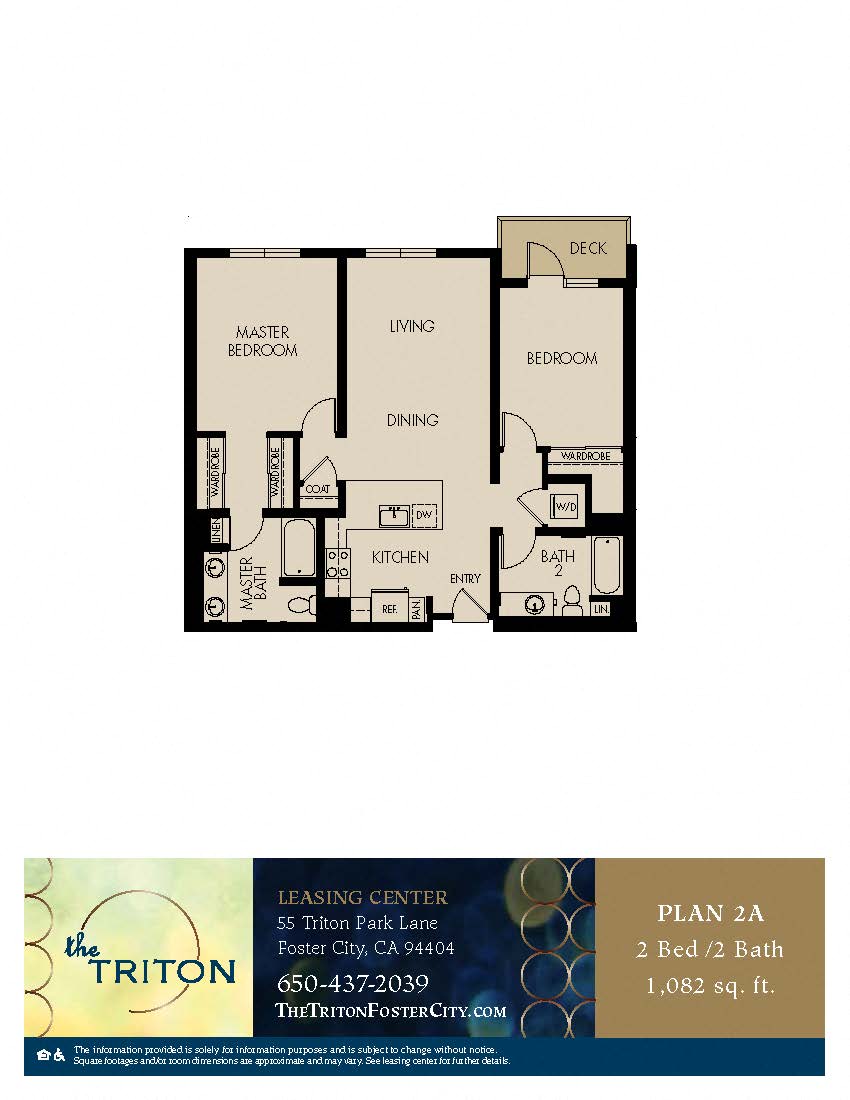 The Triton Foster City CA 2 Bedroom 2A Sq Ft 1082