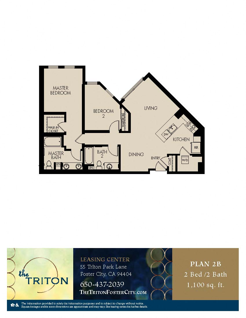 The Triton Foster City CA 2 Bedroom 2B Sq Ft 1100