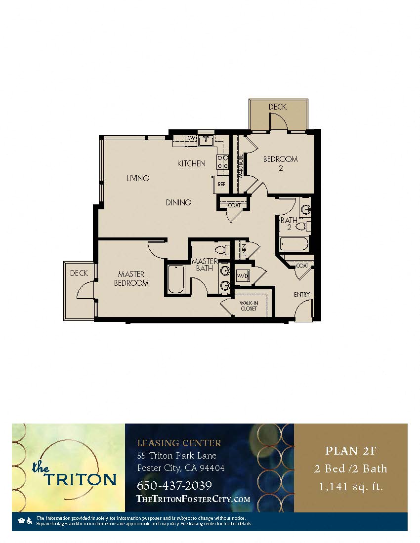 The Triton Foster City CA 2 Bedroom 2F Sq Ft 1141