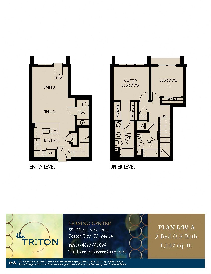 The Triton Foster City CA 2 Bedroom L/W A Sq Ft 1147