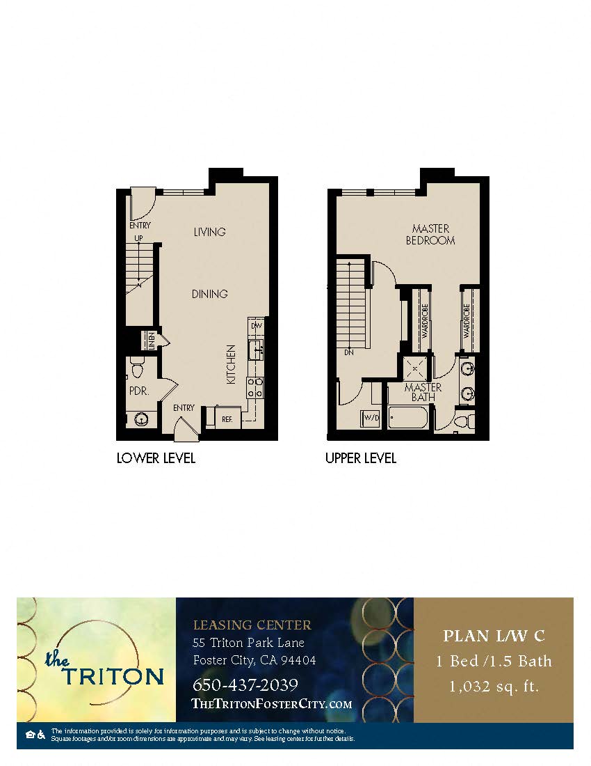 The Triton Foster City CA 1 Bedroom L/W C Sq Ft 1032
