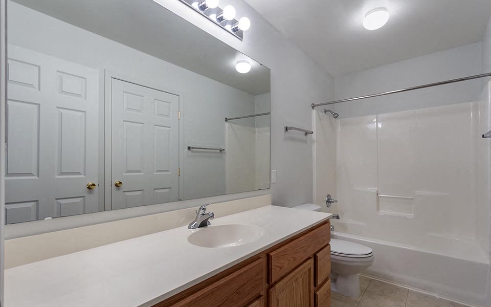 a bathroom with a sink and a toilet and a mirror