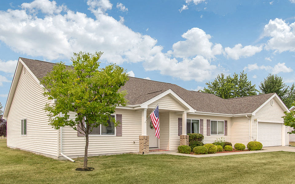 a house with an flag on the side of it