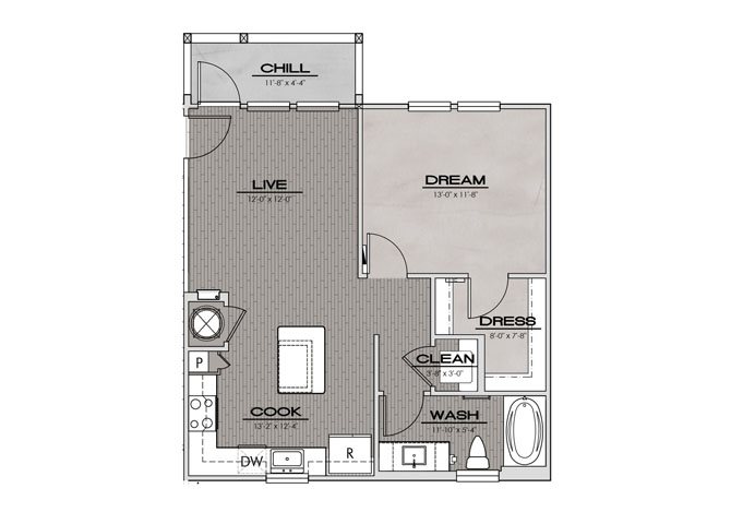 A5- One Bedroom/One Bath- 689 sf Floor Plan 6