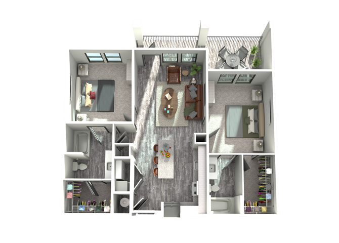 B1- Two Bedroom/Two Bath- 1,064 sf Floor Plan 8