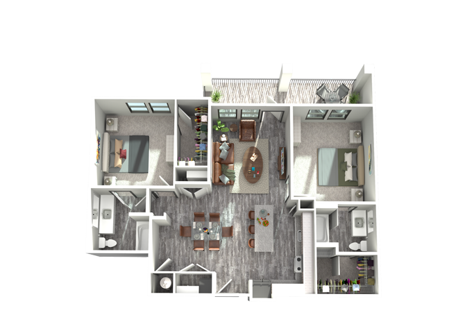 B2- Two Bedroom/Two Bath- 1,187 sf Floor Plan 11