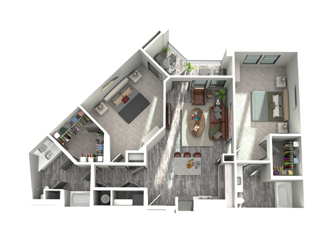 B3- Two Bedroom/Two Bath- 1,229 sf Floor Plan 12