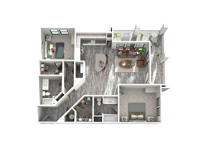 B4- Two Bedroom/Two Bath- 1,295 sf Floor Plan 13