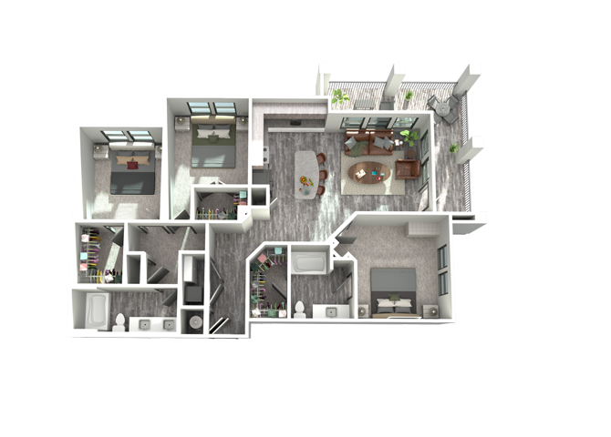 C1- Three Bedroom/Two Bath- 1,394 sf Floor Plan 15