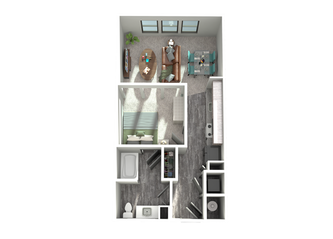 S1- One Bedroom/One Bath- 612 sf Floor Plan 1