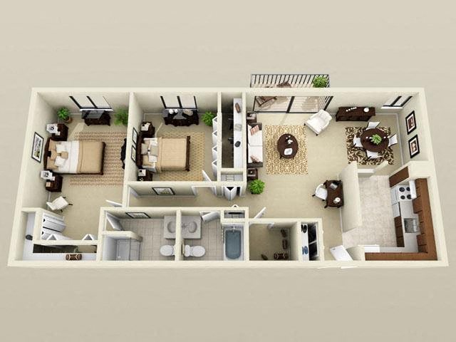 Floor plan of Maple Place 2x2 apartment