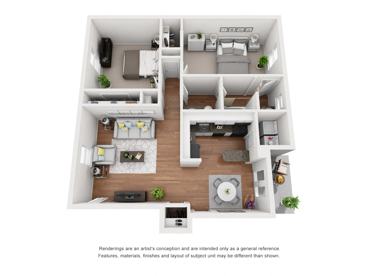 LEYLAND B1 Two Bedroom / One and a Half Bath Garden Style. The Oaks at Little Dutchmen Creek. Rock Hill, SC.