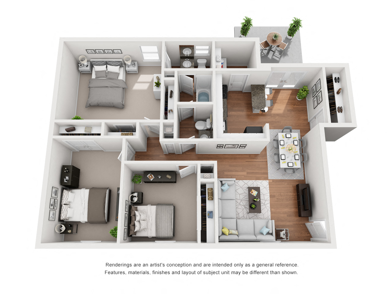 DOUGLAS C1 Three Bedroom / One and a Half Bath Garden Style. The Oaks at Little Dutchmen Creek. Rock Hill, SC.