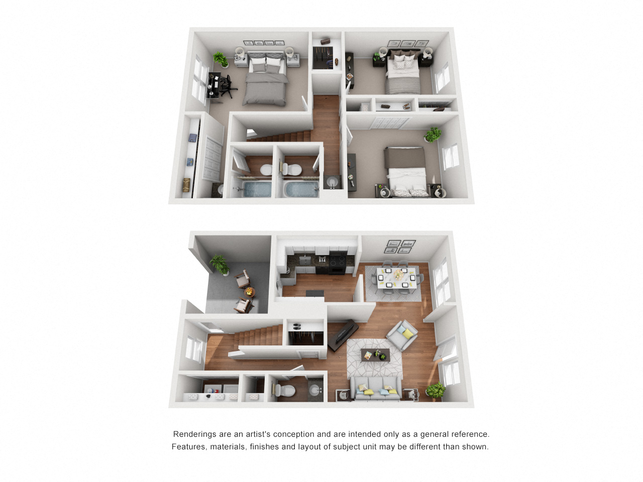 MAGNOLIA C3T Three Bedroom / Two and a Half Bath Townhouse. The Oaks at Little Dutchmen Creek. Rock Hill, SC.