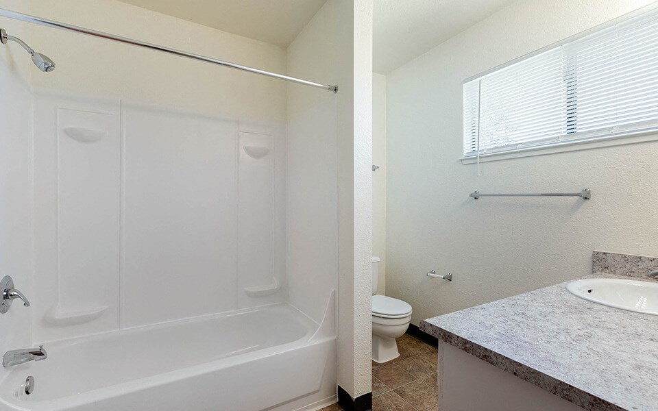a bathroom with a tub and a sink and a toilet