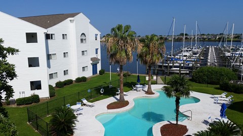 Aerial View Of Pool at Anchorage Apartments, Louisiana