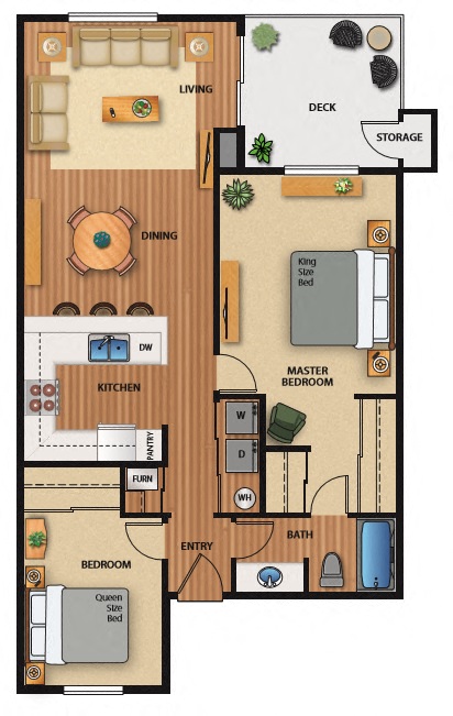Evergreen Ridge_Richland WA_Floor Plan_Two Bedroom One Bathroom