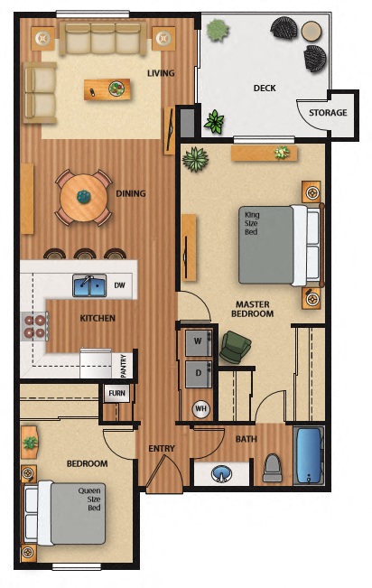 Evergreen Ridge_Richland WA_Floor Plan_Two Bedroom One Bathroom2