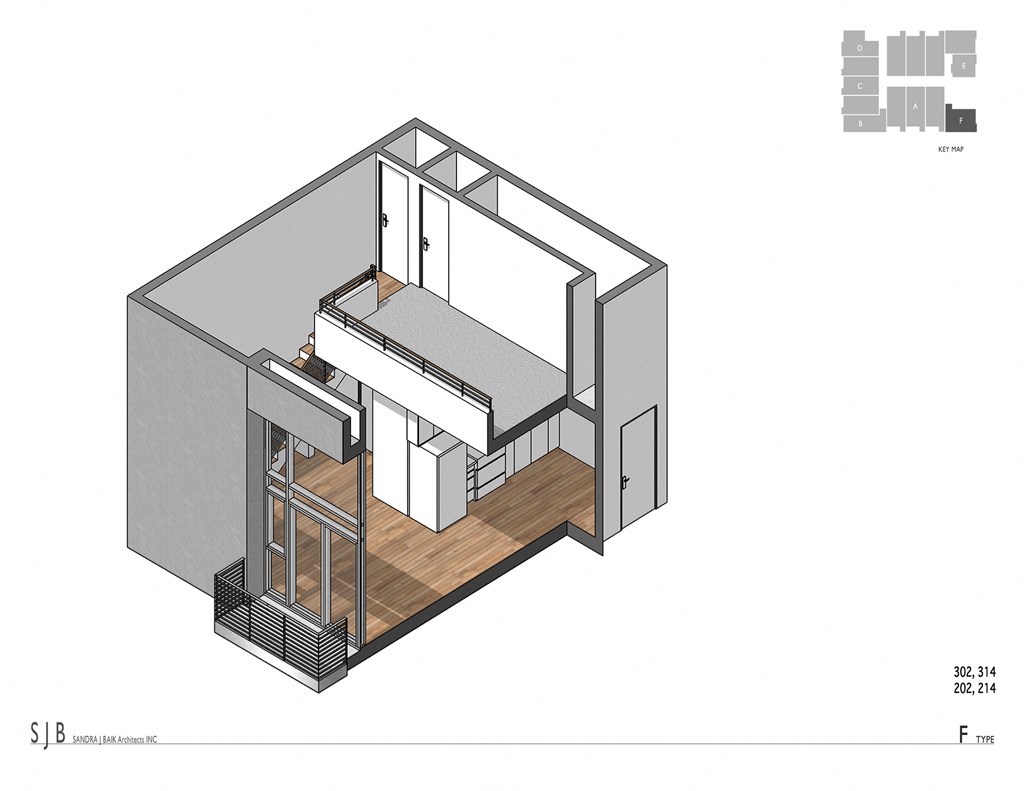 Type F Floor Plan at 1039 S. Hobart Blvd. Koreatown/Los Angeles, CA, California