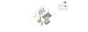 1A Floor Plan at Lido Apartments - 4847 Oakwood, California
