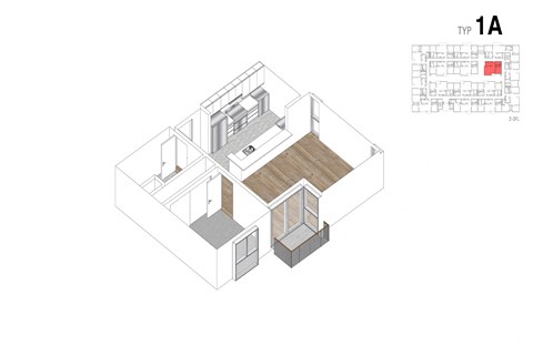 1A Floor Plan at Lido Apartments - 4847 Oakwood, California
