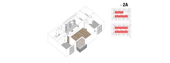 2A Floor Plan at Lido Apartments - 4847 Oakwood, Los Angeles, California