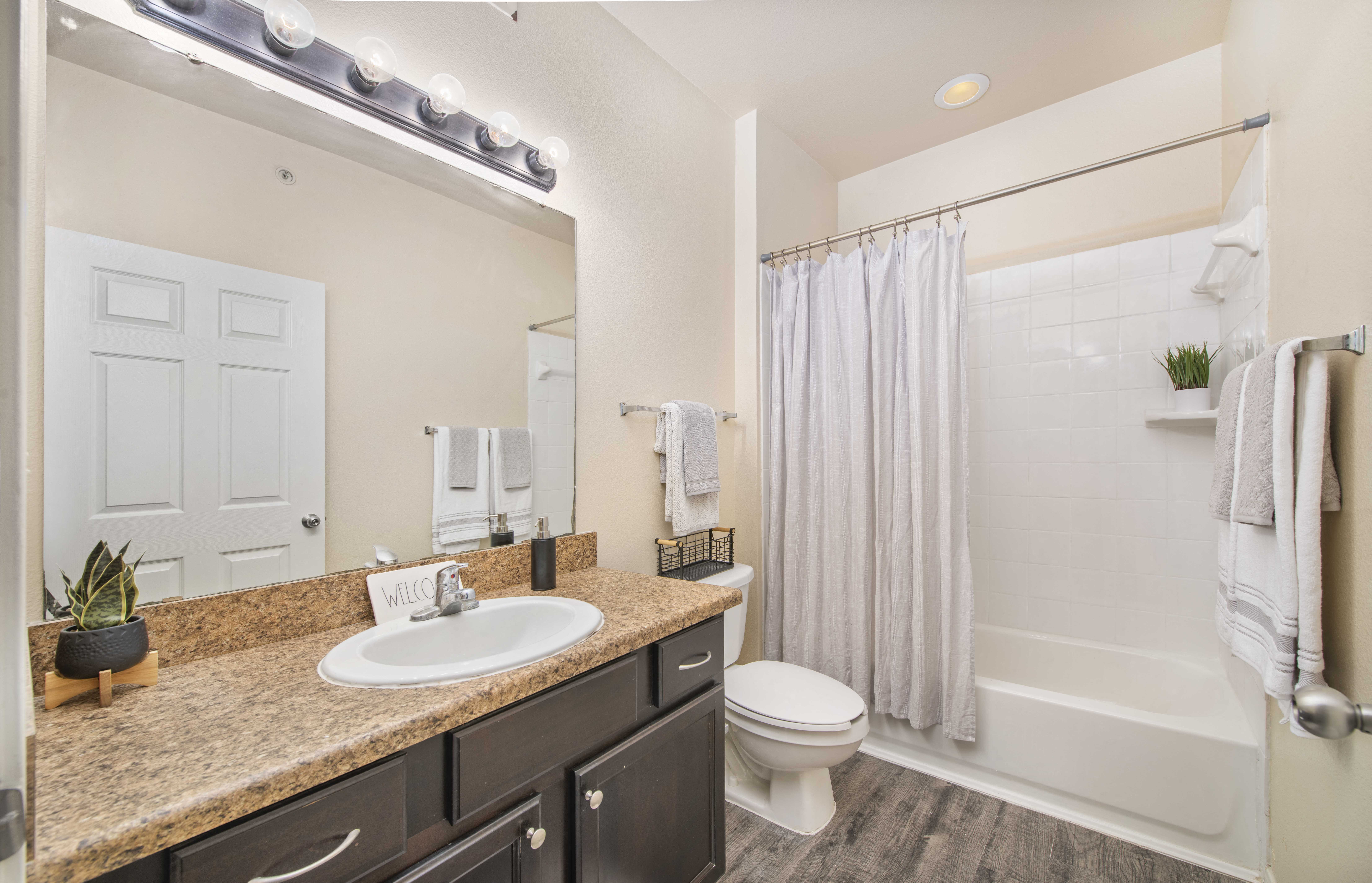 a bathroom with a sink and a toilet and a shower