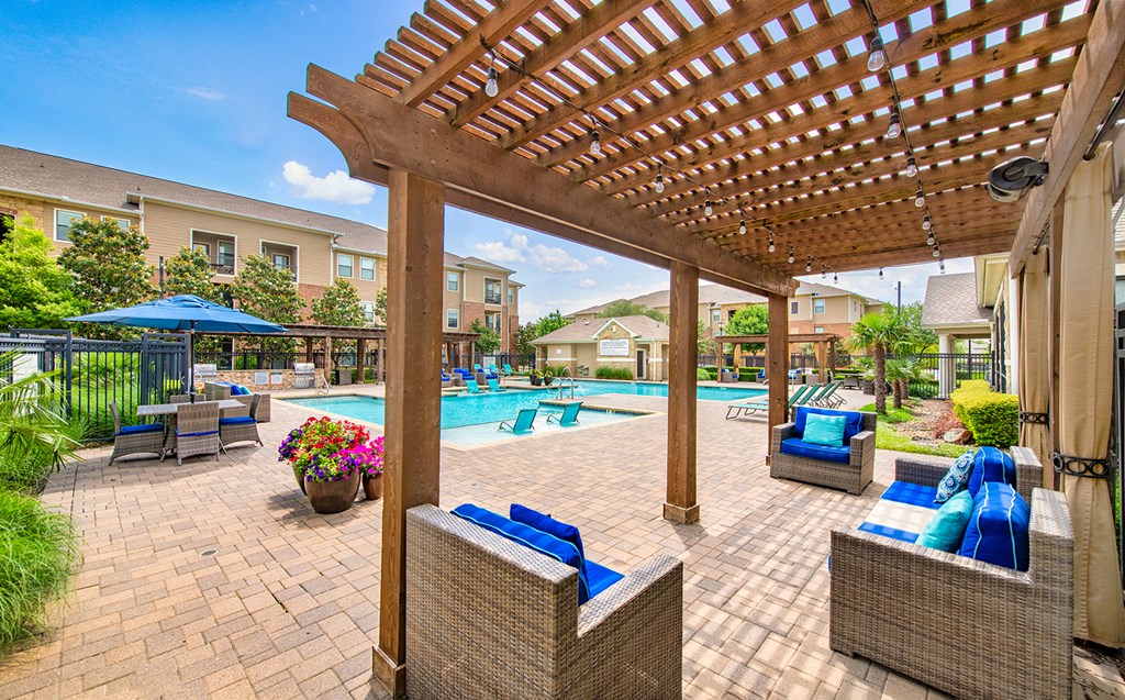 the reserve at city center spacious patio with pool and pergola