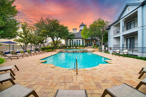 the pool at the preserve at polo terrace apartments