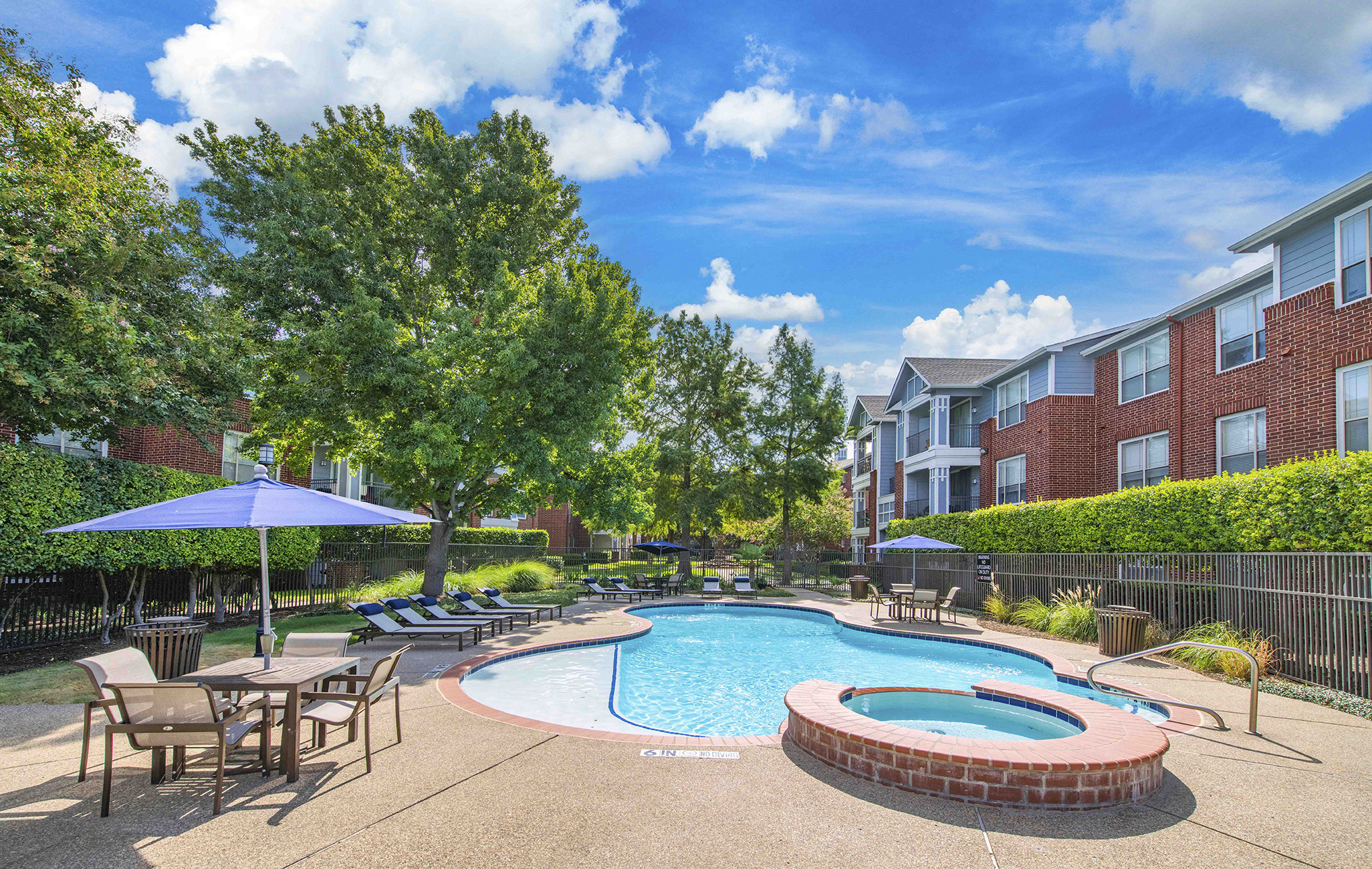 our apartments offer a resort style pool and patio