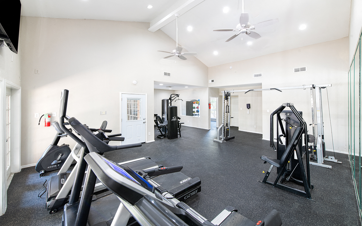 the gym has plenty of cardio equipment and weights