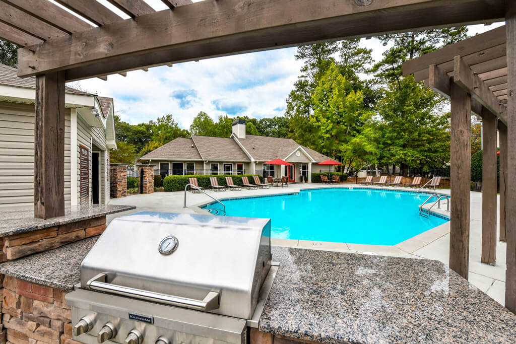 Pool and Grilling Area at Addison on Cobblestone, Fayetteville, GA, 30215