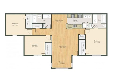 C1 Floor Plan at Addison on Cobblestone, Fayetteville
