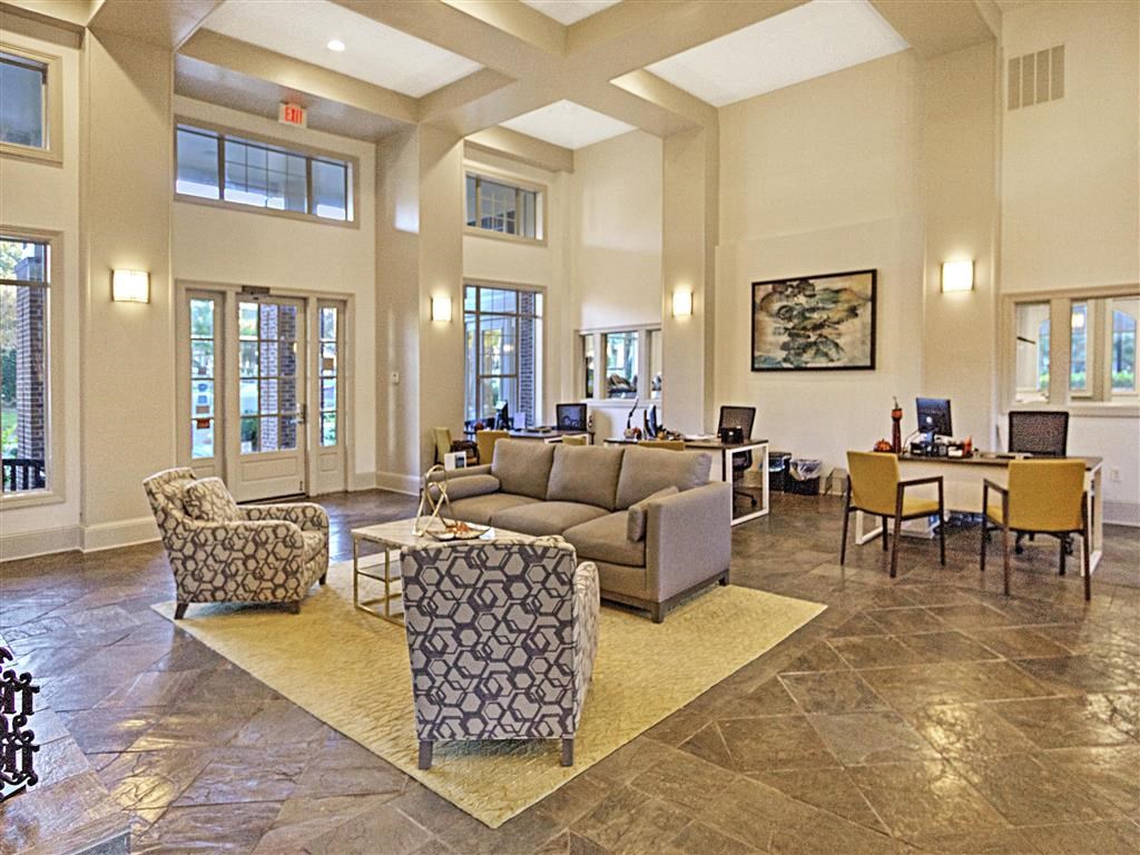 Leasable Event Space with Couches and Seating for 8 with Bright Open Windows at Alden Place at South Square Apartments, Durham, NC 27707