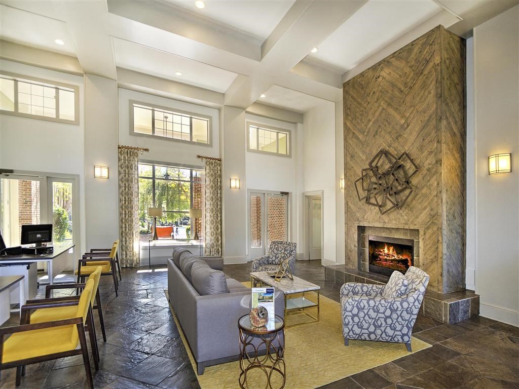 Leasable Event Space with Couches and Seating for 8 with Bright Open Windows and Carpet at Alden Place at South Square Apartments, Durham, NC 27707