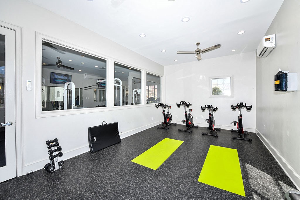 Health and Fitness Club with Indoor Spin Studio and Cardio and Weight Training at Alden Place at South Square Apartments, Durham, NC