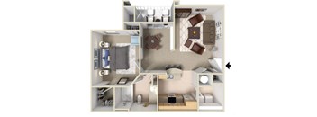Alexander Floorplan 1 Bedroom 1 Bath 832 Total Sq Ft at Alden Place at South Square Apartments, Durham, NC 27707