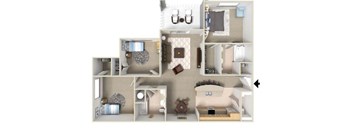 Avery Floorplan 2 Bedroom 2 Bath 1372 Total Sq Ft at Alden Place at South Square Apartments, Durham, NC 27707