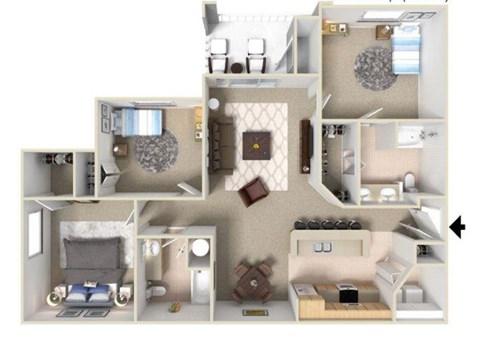 Beaufort Floorplan 2 Bedroom 2 Bath 1347 Total Sq Ft at Alden Place at South Square Apartments, Durham, NC 27707